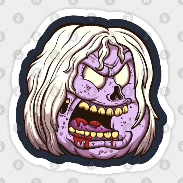 Female Zombie Head Sticker by TheMaskedTooner